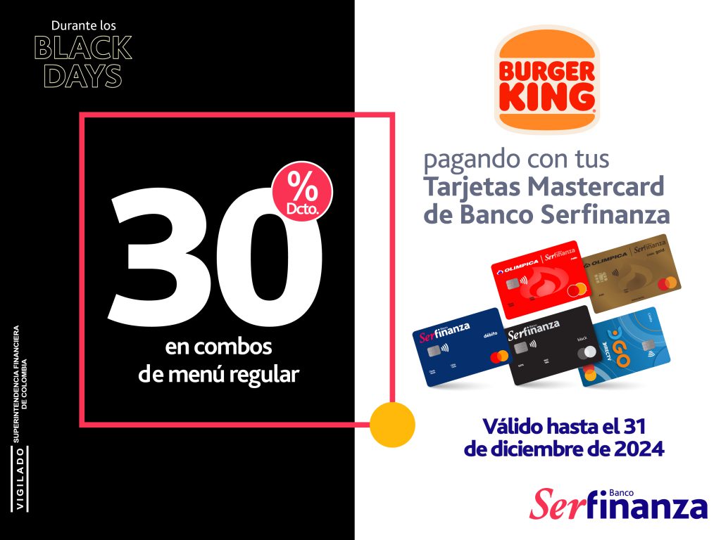 Burger King 30% hasta el 31 de diciembre Banner Black Days (1)