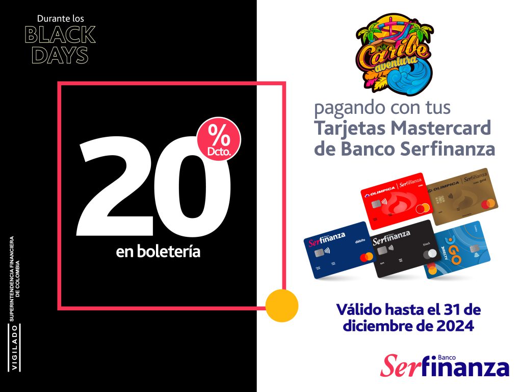 Caribe Aventura 20% hasta el 31 de diciembre de 2024 Banner Black Days