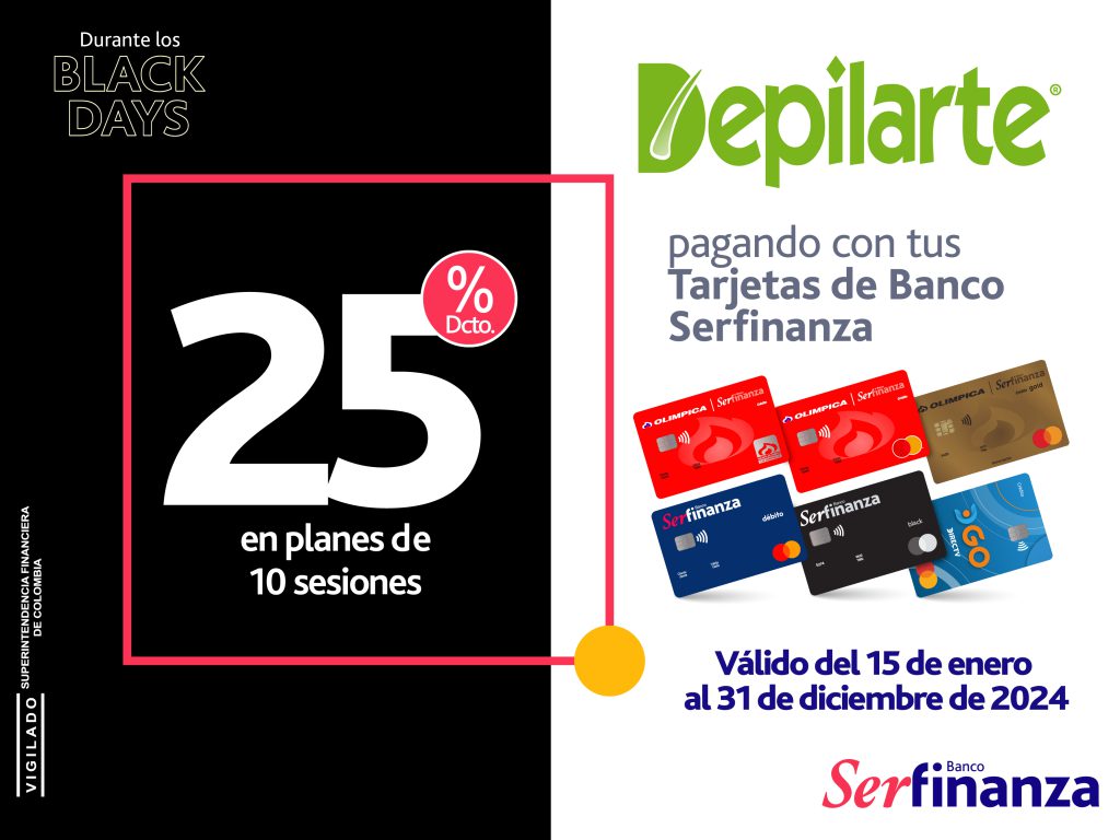 Depilarte 25% hasta el 31 de diciembre de 2024 Banner Black Days