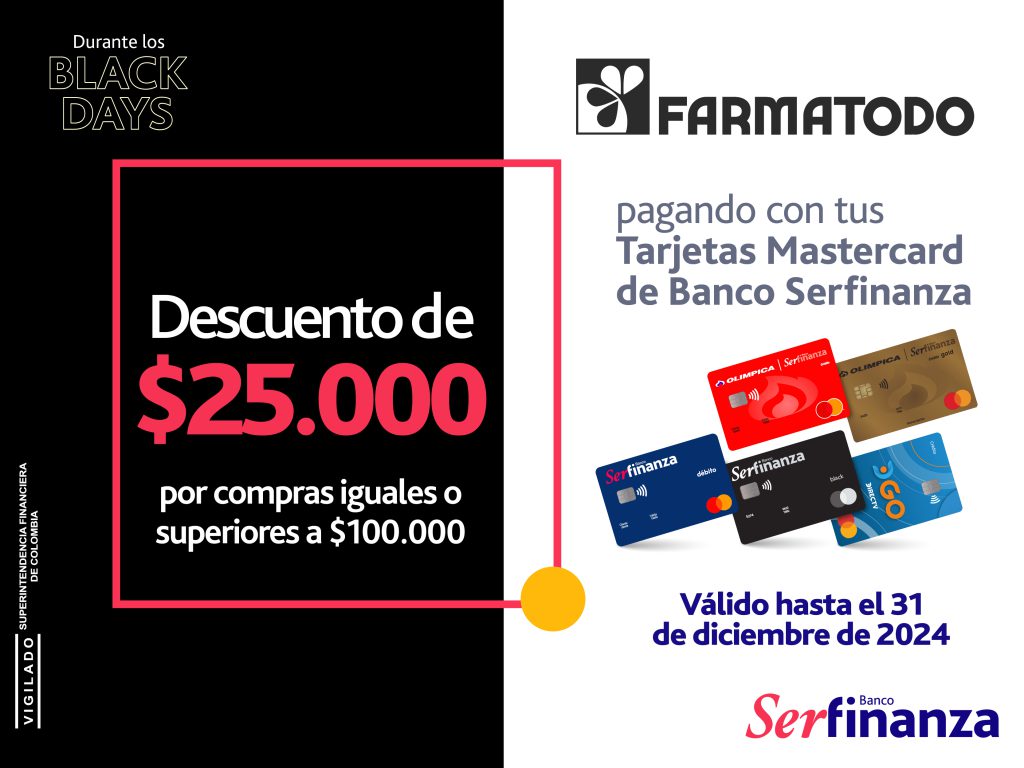 Multibeneficio Farmatodo Mastercard Cashback $25.000 Banner Black Days