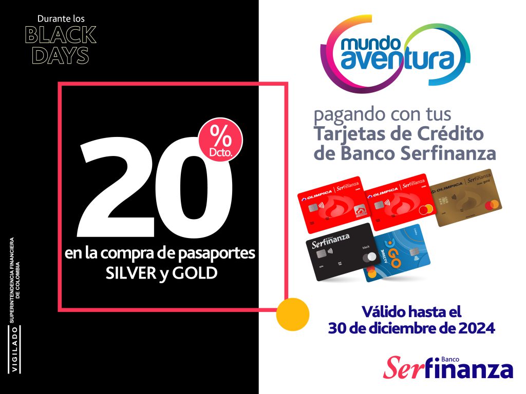 Mundo Aventura 20% hasta el 30 de diciembre de 2024 Banner Black Days