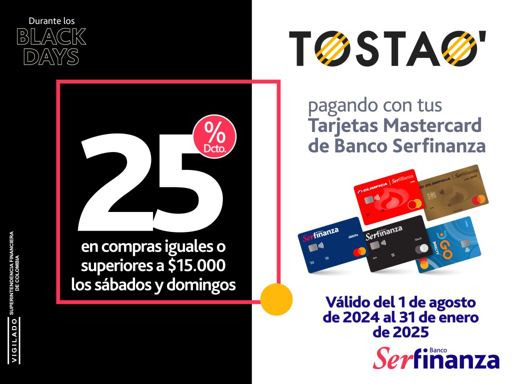 Tostao 25% Mastercard Banner Black Days
