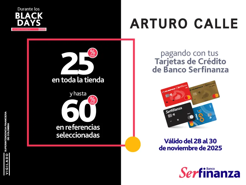 Generico Arturo Calle BLACK DAYS hasta el 30 de nvo