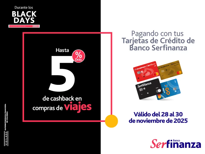Generico BLACK Cashback en viajes hasta el 30 de nov